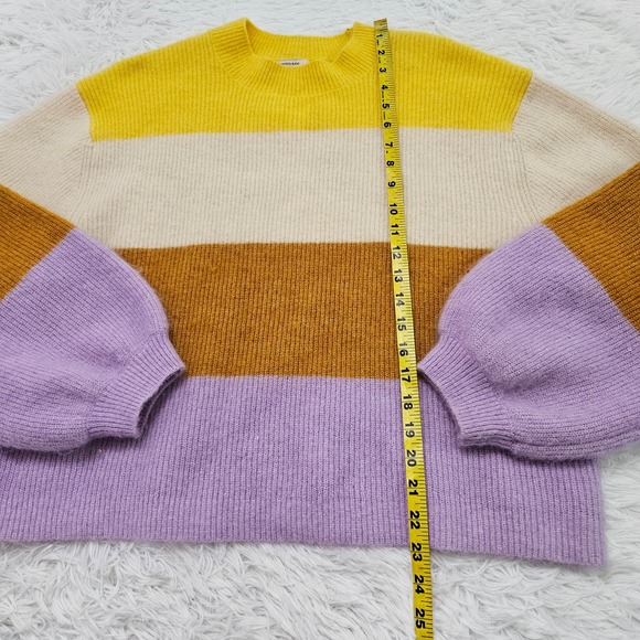 NWOT H&M Striped Crewneck Balloon Sleeve Mohair Wool Blend Sweater. Size S - Picture 4 of 7